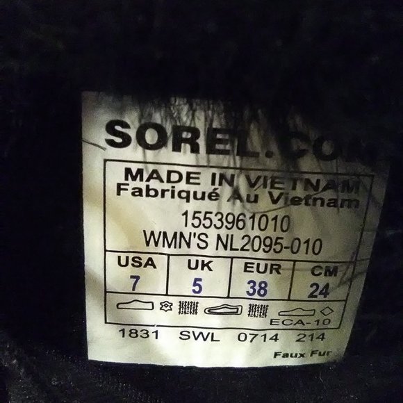 Sorel Black Winter Faux Fur Side Twist Lace-up Boots Size 7 - Picture 6 of 12